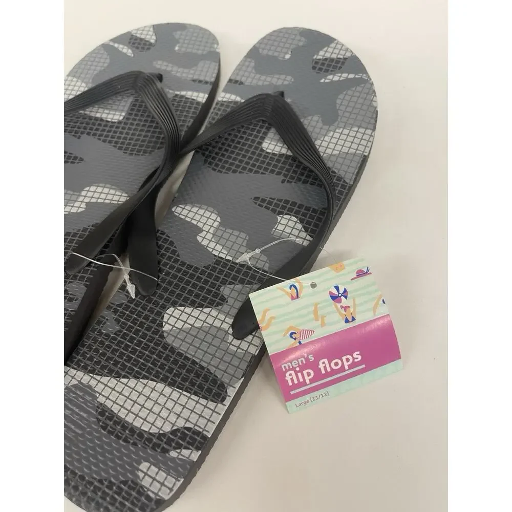 Men's Flip Flops Sandals‎ Summer Sandal Size (10-11) Large Camouflage Gray